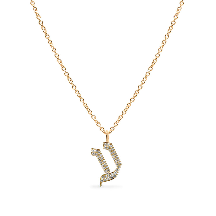 encrusted pendant hebrew letter gold necklace