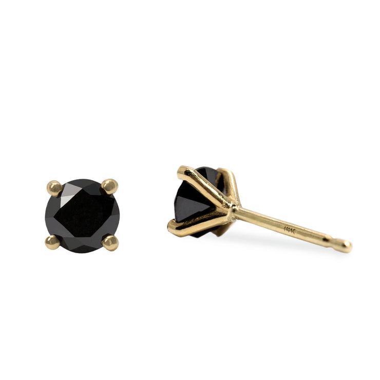 yellow gold earrings with black diamonds