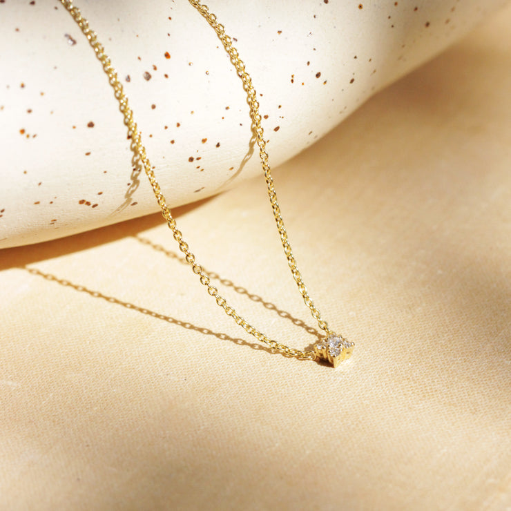 Mini Valentina Gold Necklace White Diamonds
